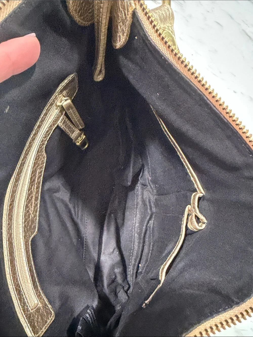 Kenneth Cole Metallic Gold Leather Shoulder Bag